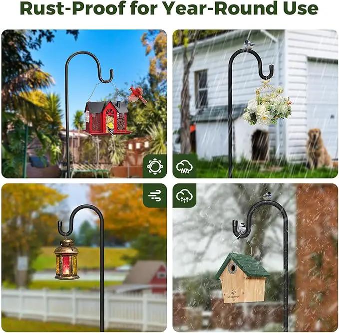 Kingsyard 2 Pack Adjustable Shepherd Hooks for Outdoor - 44 INCH Heavy Duty Bird Feeder Pole with 5 Prong Base, Hummingbird Feeder Stand, Garden Plant Baskets, Weddings Decor, Solar Light Lanterns by GreenHaven Gardens