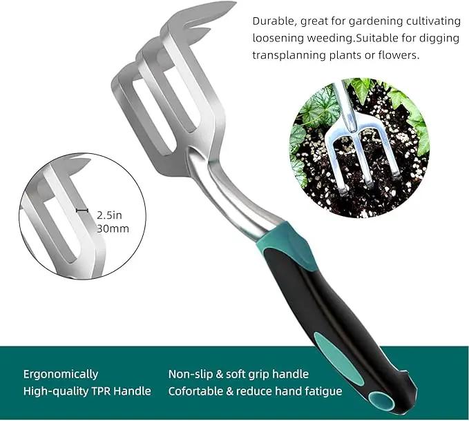 Gardening Tool, Heavy Duty Gardening Hand Tools for Gardener, Gardening Gifts for Women, Men, Heavy Duty Gardening Tools with Storage Tote Bag Non-Slip Rubber Grip, Aluminum Green Gardening Tool Set by GreenHaven Gardens