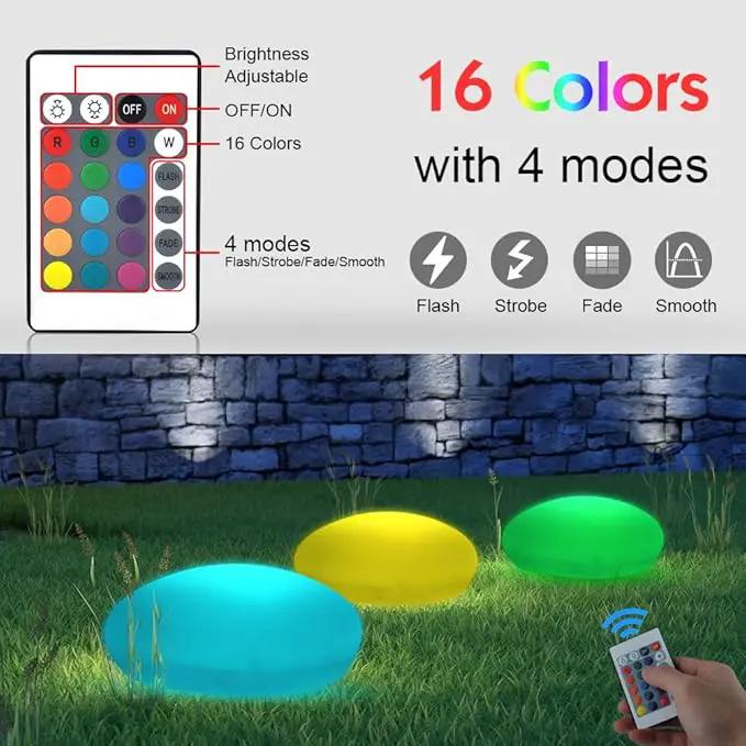 Solar Garden Lights Outdoor Glow Cobblestone Shape Lamp Garden Decor Light-White & RGB Light Waterproof Landscape Night Lights for Lawn/Patio/Path 1pc by GreenHaven Gardens