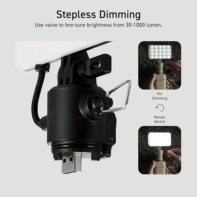 ELECOM NESTOUT Outdoor Camping LED Panel Flashlight w/Mini Tripod, Dimmable USB Powered LED Light, IP44 Water Dust Resistant, 30-1000 Lumen, Portable Lantern for NESTOUT Power Bank, Black (Flash-1) by GreenHaven Gardens