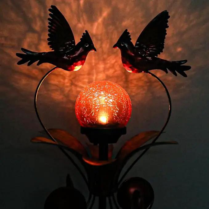 VCUTEKA Cardinal Solar Lights Outdoor Metal Garden Stake Waterproof Crackle Glass Globe Garden Decor Cardinal for Pathway, Lawn, Patio, Yard by GreenHaven Gardens