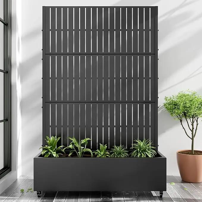 Casaphoria Metal Raised Garden Bed with Trellis and Wheels, 72"x47"x16" Planter Box for Climbing Plants, Vegetables & Vines, Features Drainage Holes and Privacy Screen (Black) by GreenHaven Gardens