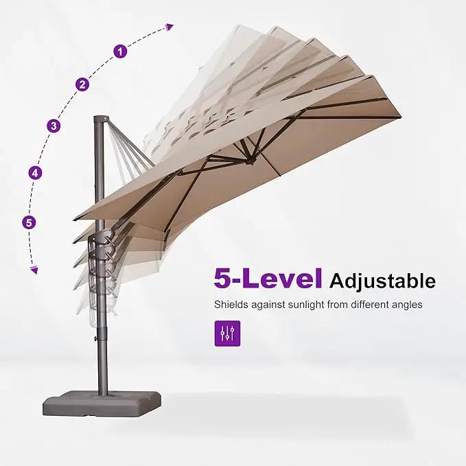 PURPLE LEAF 9 Feet Patio Umbrella Square Cantilever Umbrella Outdoor with 360° Rotation and Aluminum Offset Hanging for Pool Deck Garden Backyard, Taupe by GreenHaven Gardens