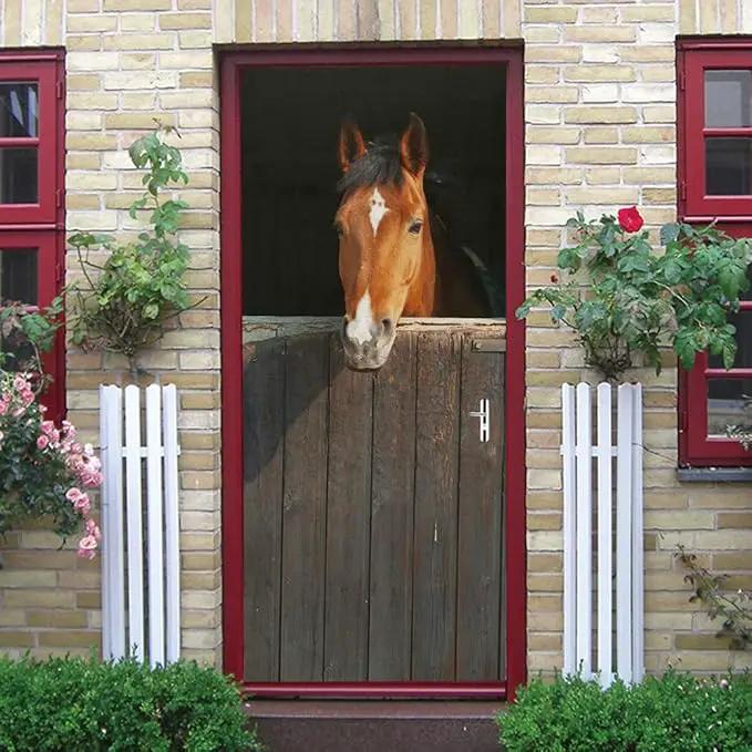 3D Peel and Stick Murals - Horse - Wallpaper Self-Adhesive Decals Removable PVC Waterproof Door Poster for Bedroom Living Room 37.4" x 78.7" by GreenHaven Gardens