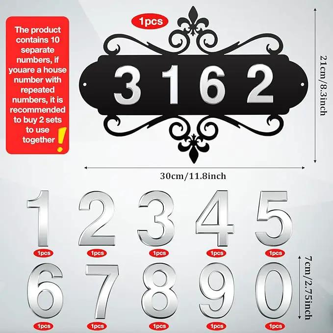 House Address Plaques Metal Address Sign Outside House Number Mailbox Number Sign for House Home Hotel Office Garden Decorative Wall Plaque(13.8 inch,Delicate Style) by GreenHaven Gardens