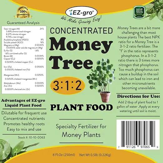 EZ-GRO Professional Liquid Money Tree Fertilizer - 8 oz | Liquid Fertilizer for Money Tree & Houseplants | 3:1:2 Ratio of Concentrated Nutrients for Indoor Plant Food by GreenHaven Gardens