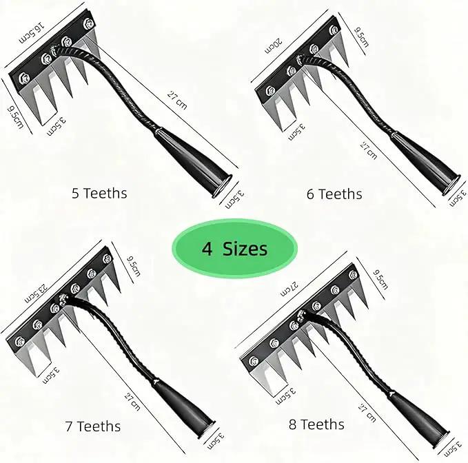 Gardenia Iron Weeding Rake, Iron Rake 2.0 for Gardening and Weeding, Detachable Double-Edged Blade Design Carbon Steel Heavy-Duty Weed Rakes,Hand Weed Puller Tools for Lawn Yard Garden Farm(7 teeths) by GreenHaven Gardens