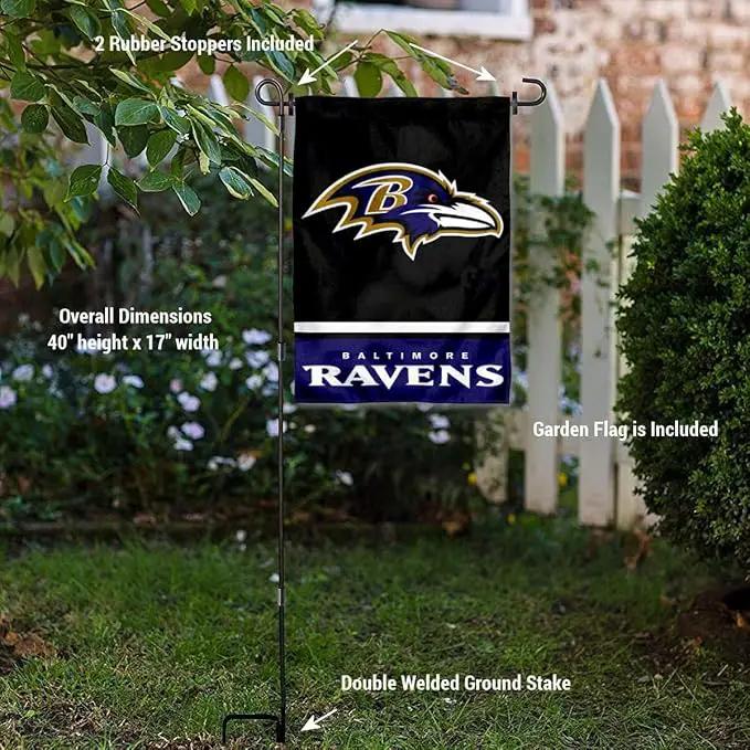 WinCraft Baltimore Ravens Garden Flag with Stand Holder by GreenHaven Gardens