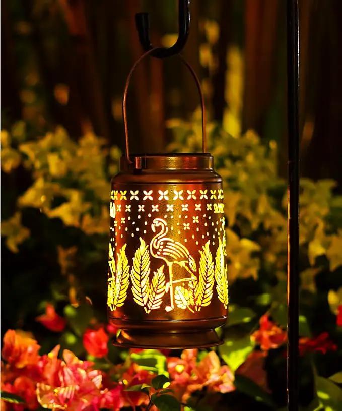 Nacome Flamingo Solar Lantern for Garden Decor: Waterproof Hanging Metal Decoration with LED Lights for Yard Lawn Porch Patio Landscape Pathway – Birthday Gifts for Mom Grandma Women by GreenHaven Gardens