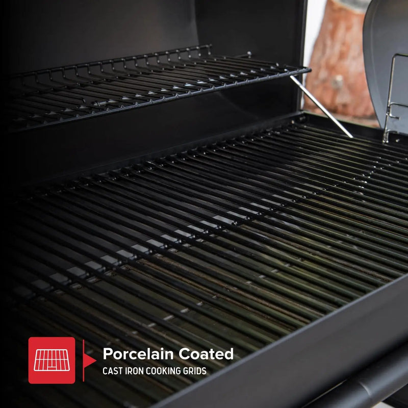 Nexgrill Premium 29" Charcoal Grill with Side Shelf, 552 SQ In Cooking Space, Adjustable Charcoal Tray, Chimney Air Vent, Warming Rack, Barrel Smoker Grill for Camping, Picnics, and More - 810-0029C by GreenHaven Gardens