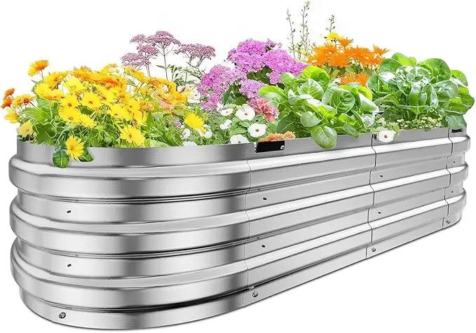 KING BIRD Raised Garden Bed Kit 2025 Upgraded Quick-Setup Galvanized Planter Garden Box Outdoor for Gardening, Vegetables, Flowers, 74x36x12 in, Silver by GreenHaven Gardens