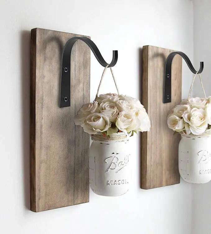 Mkono 4 Pack Iron Wall Hooks for Hanging Plant Lanterns, Plant Hanger Fence Metal Bracket for Bird Feeders, Wind Chimes, Mason Jar Sconces, Light Outdoor Indoor Rustic Home Decor, 3 Inch by GreenHaven Gardens
