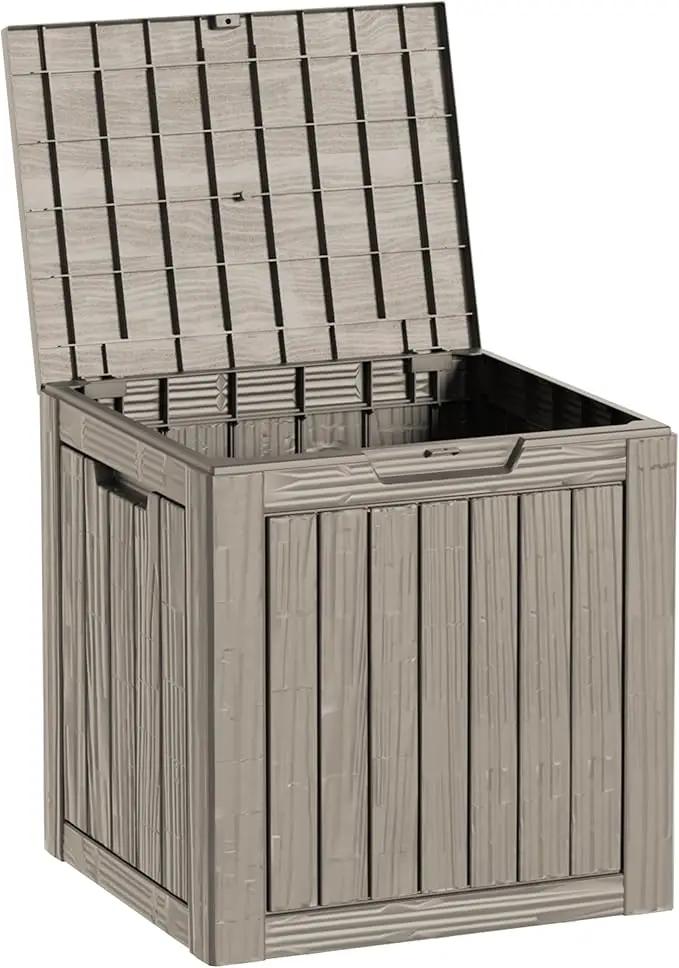 30 Gallon Waterproof Deck Boxes for Outdoor - Compact Resin Patio Storage Boxes, Pool Storage Bin with Lock for Cushions & Tools, UV-Resistant, Slate Grey by GreenHaven Gardens