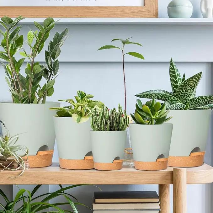 GARDIFE Plant Pots 7/6.5/6/5.5/5 Inch Self Watering Planters with Drainage Hole, Plastic Flower Pots, Nursery Planting Pot for All House Plants, African Violet, Flowers, and Cactus,Green by GreenHaven Gardens