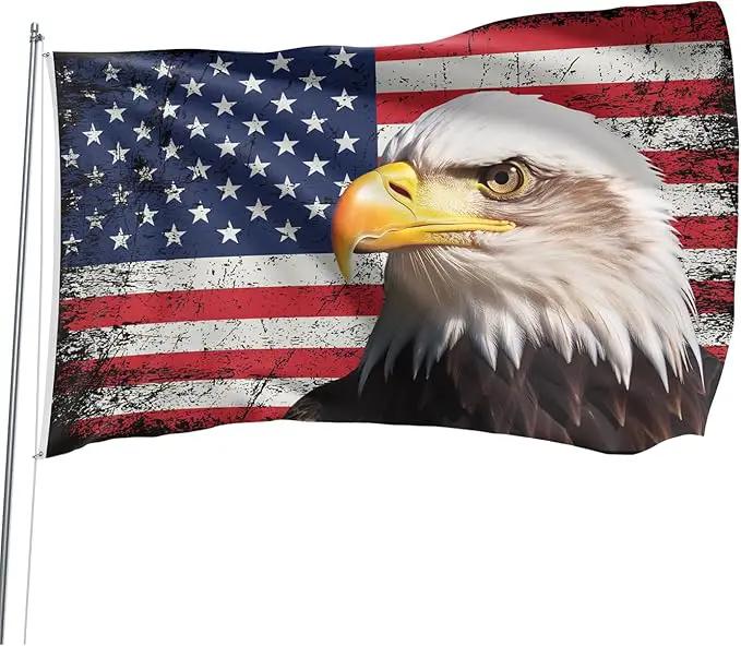 American Eagle Flag 3x5 Ft Double Sided Faith Over Fear Banner, Christian American Flags for Outside Christian Banners with Brass Grommets Outdoor House Decorations Flag by GreenHaven Gardens