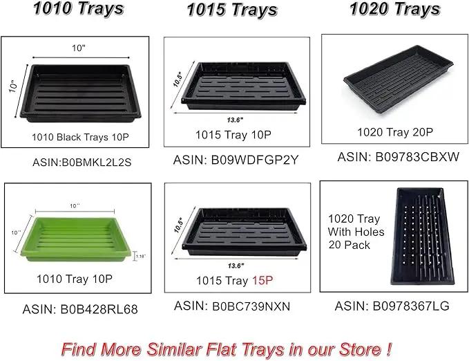 Plant Growing Nursery, Standard 1020 Trays Plastic Seeds Starter Trays Sturdy Self Seedling Tray for Microgreens Indoor Nursery Pots (10-Pack, 21.6"×11.2", 2.52" Deep, no Holes) by GreenHaven Gardens
