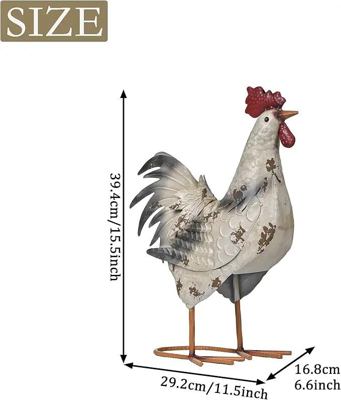 TERESA'S Collections Farmhouse Metal Rooster Garden Statues Decor, 15 Inch Rustic Outdoor Chicken Sculpture Figurines Yard Art for Farm Patio Lawn Kitchen Decorations,Spring Decor, Gift for Mom by GreenHaven Gardens