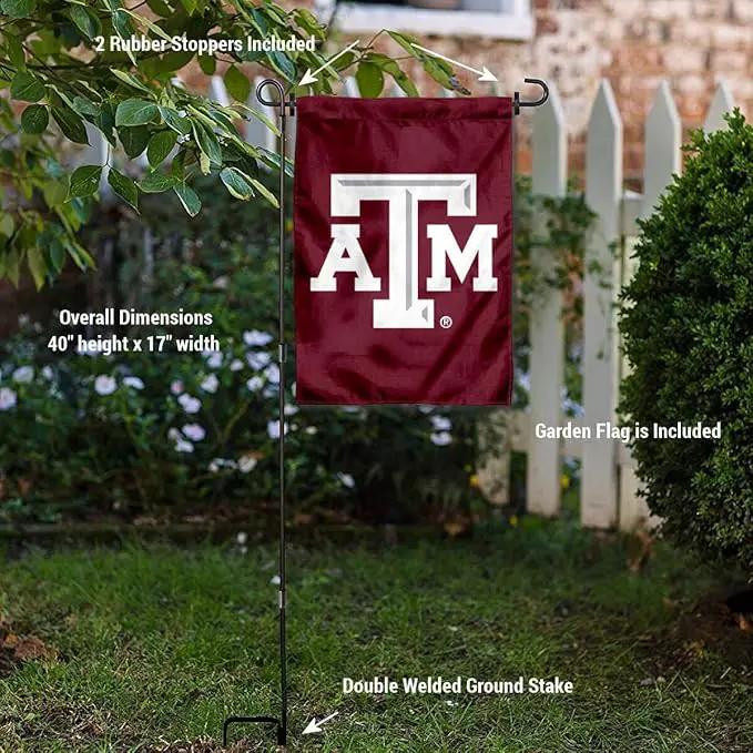 College Flags & Banners Co. Texas A&M Aggies Garden Flag with Pole Stand Holder by GreenHaven Gardens