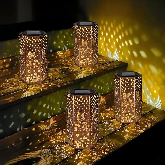 4 Pack Hummingbird Solar Lanterns Outdoor Waterproof - Birthday Gifts for Women, Men, Mom, Solar Lights Outdoor Hanging Garden Decor for Outside, Patio, Outdoor, Yard, Lawn, Balcony by GreenHaven Gardens