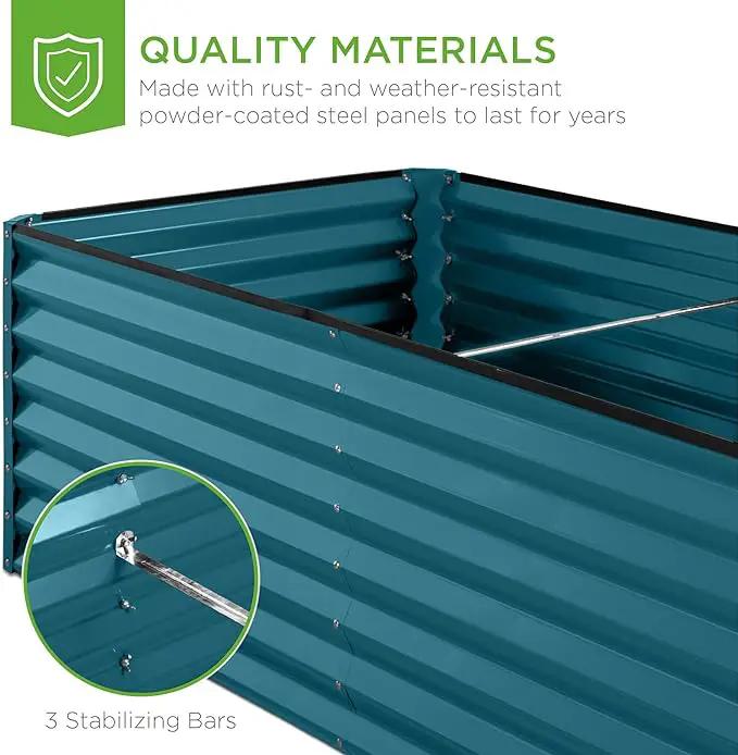 Best Choice Products 8x4x2ft Outdoor Metal Raised Garden Bed, Deep Root Planter Box for Vegetables, Flowers, Herbs, and Succulents w/ 478 Gallon Capacity - Peacock Blue by GreenHaven Gardens