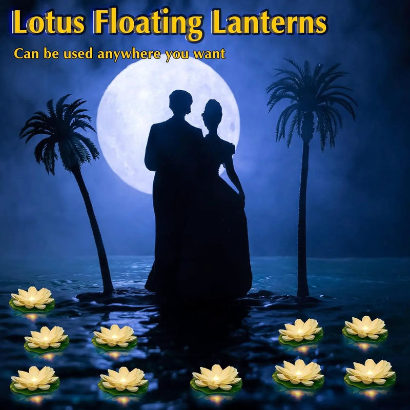 Liliful 36 Pcs Diwali Lotus Decoration Floating Lights Lotus Artificial Floating Flowers for Pool with LED Lights Battery Operated for Indian Puja Ganesh chaturthi Diwali(5.91 Inch,White) by GreenHaven Gardens