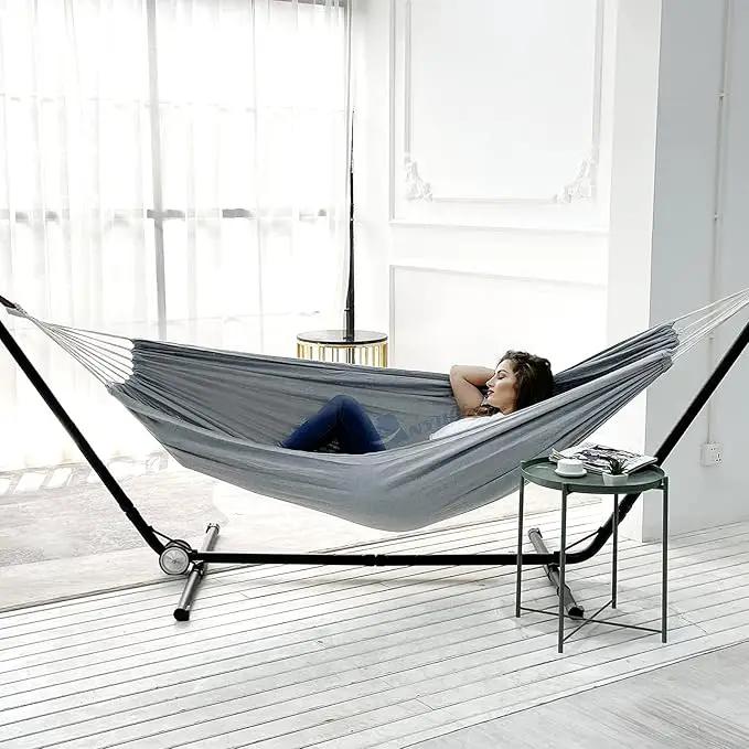 ANYOO Cotton Hammock Portable Camping Hammocks for Hanging Sturdy Garden Comfortable Fabric Hammock with Tree Straps Up to 660lbs with Travel Bag for Camping Outdoor/Indoor Patio Backyard by GreenHaven Gardens