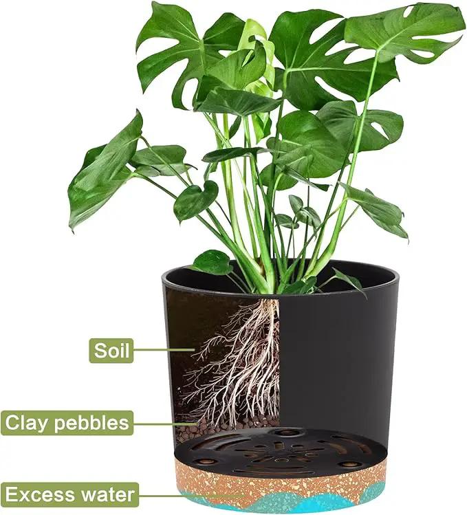 QCQHDU 5 inch Plant Pot, 2 Pack Planters for Indoor Plants with Drainage Holes & Saucer, Outdoor Flower Pots Home Garden Modern Decor by GreenHaven Gardens