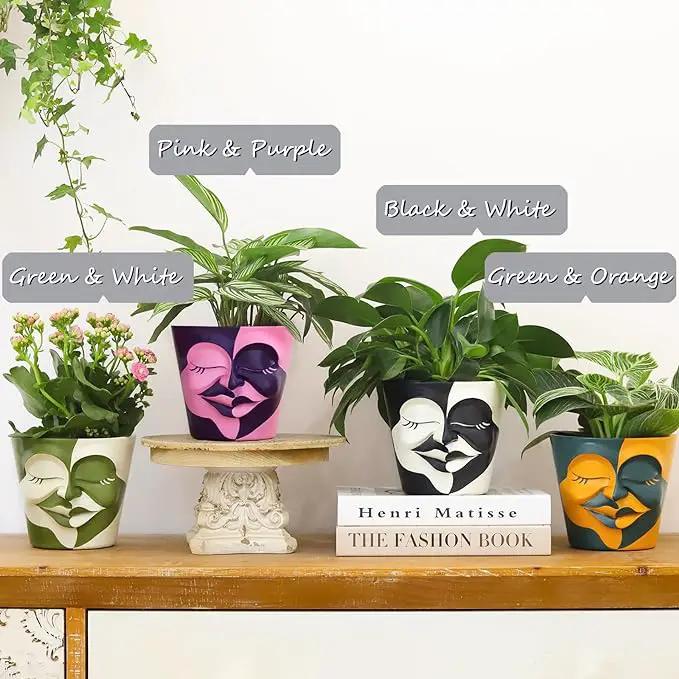 GUGUGO Face Planters Pots with Drainage, Flower Plant Pots for Indoor Plants, Unique Funny Small Succulent Desk Vase for Plant Lover Gifts (Bicolor-Black & White, 5.5Inch) by GreenHaven Gardens