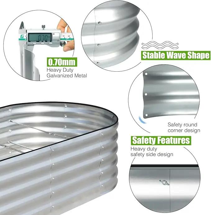 SnugNiture Galvanized Raised Garden Bed, 6x3x1.5ft Oval Metal Planter Box for Planting Outdoor Plants Vegetables by GreenHaven Gardens