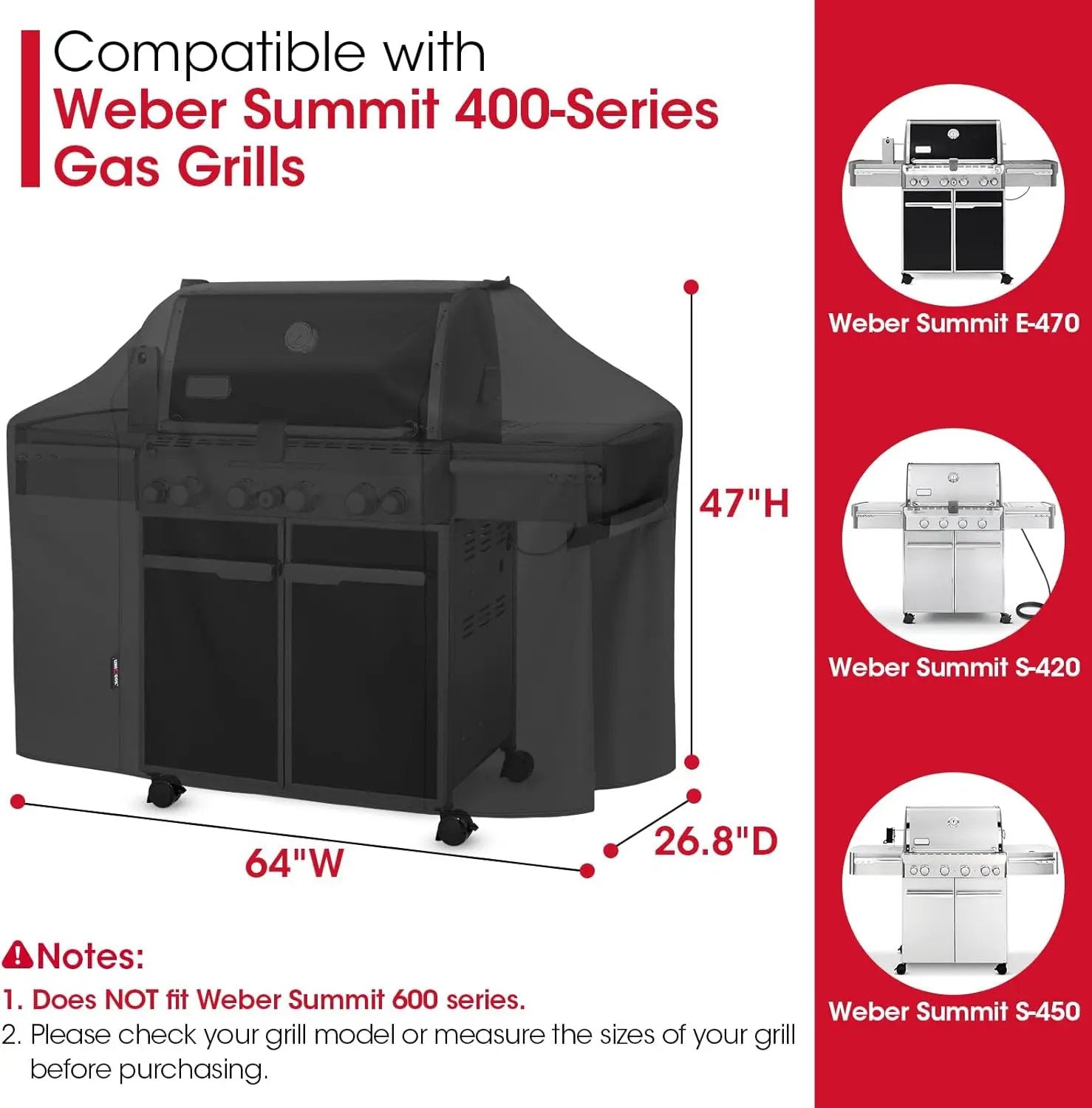 Unicook Grill Cover Compatible with Weber Summit 400 Series, Heavy Duty Waterproof Outdoor BBQ Cover 64 Inch, All-Season Protection Barbecue Gas Grill Protector, Compared to Weber 7108 by GreenHaven Gardens