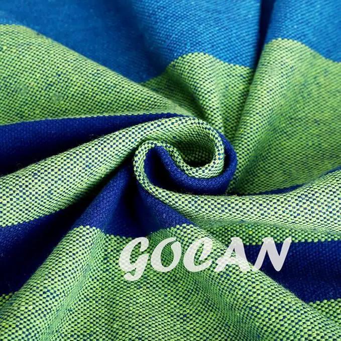 Hammock Chair Large Hammock Swing, 110 x 150cm Load 150kg, Cotton Hammock Chair Metal Spread Bar Wide Seat Swing Chair(Blue) by GreenHaven Gardens