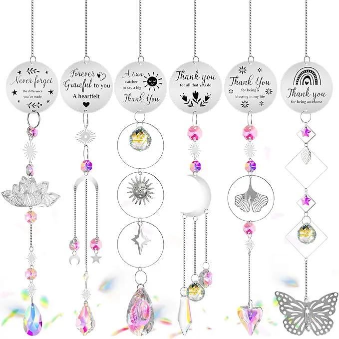6 Pcs Thank You Gifts for Women Crystal Suncatcher Thank You with Engraved Message Hanging Sun Catcher Ornament for Windows Friend Teacher Coworkers Appreciation Christmas Gratitude Gift by GreenHaven Gardens