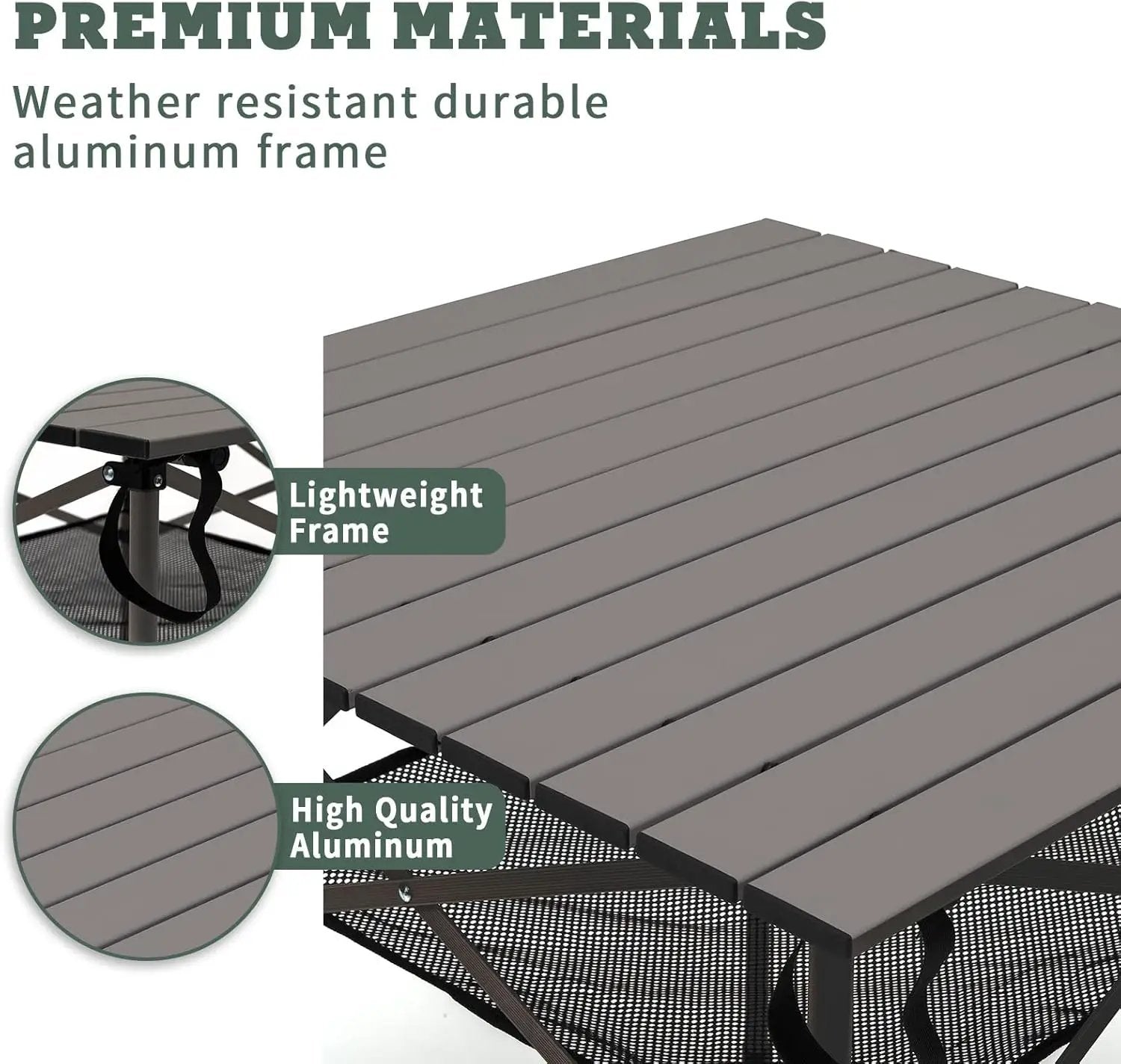 SUNNYFEEL Outdoor Folding Table | Lightweight Compact Aluminum Camping Table, Roll Up Top 4 People Portable Camp Square Tables with Carry Bag for Picnic/Cooking/Beach/Travel/BBQ by GreenHaven Gardens