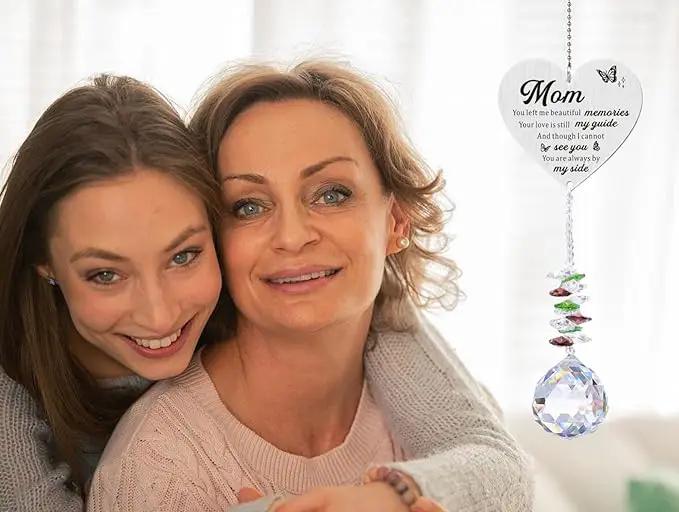 Memorial Gifts for Loss of Mom, Sympathy Gifts for Loss of Mom, Mom in Heaven Memorial Crystal Suncatcher for Window Home Decor (Mom) by GreenHaven Gardens