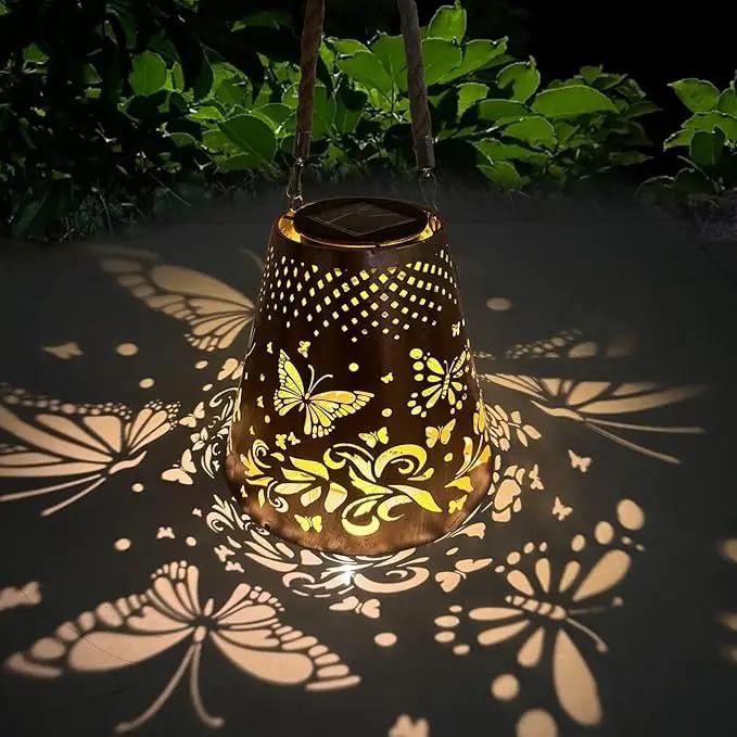 Hanging Solar Lanterns Outdoor Waterproof Butterfly Solar Lights Metal Outdoor Decor, LED Decorative Solar Garden Lights for Garden, Backyard, Tree, Porch(1 Pack) by GreenHaven Gardens