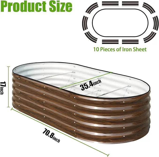 SnugNiture Galvanized Raised Garden Bed, 6x3x1.5ft Oval Metal Planter Box for Planting Outdoor Plants Vegetables by GreenHaven Gardens