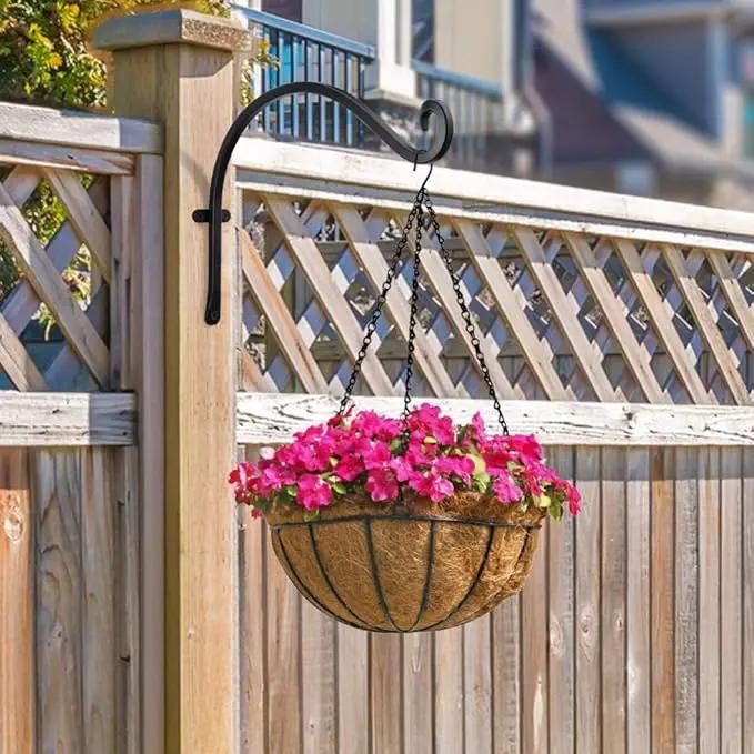 AJART Hanging Plant Hanger Outdoor: 12-Inch Metal Bird Feeder Wall Hooks - 4 Pieces Rust-Resistant Plant Bracket Hook for Hanging Flower Baskets by GreenHaven Gardens