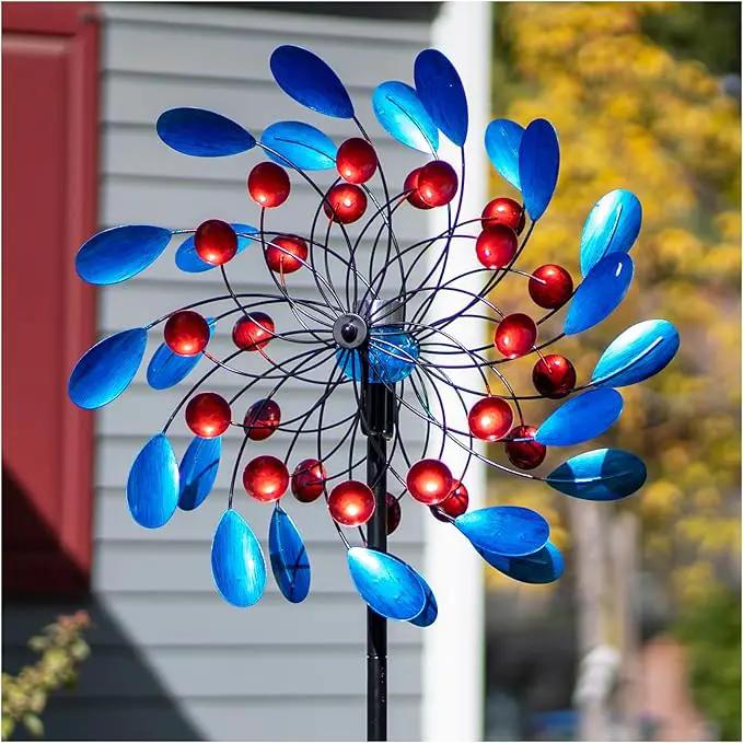 Wind Spinners for Yard and Garden Large - 80 inch Wind Spinners Outdoor Metal Large with Solar LED Light, Wind Sculptures & Spinners Windmills for Birthday Gifts Decorations(24 Diameter) by GreenHaven Gardens