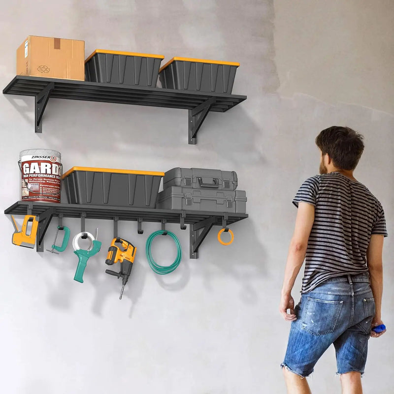 2-Pack 1x4ft Heavy Duty Garage Shelving, 1' x 4' Garage Wall Shelving Wall Mounted (2pack-1x4ft) by GreenHaven Gardens