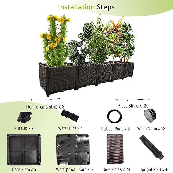 Large Planters for Outdoor Plants pots Elevated Garden Boxes Raised Garden Bed Garden Patio Balcony Deck to Planting Flowers Vegetables Tomato and Herbs by GreenHaven Gardens