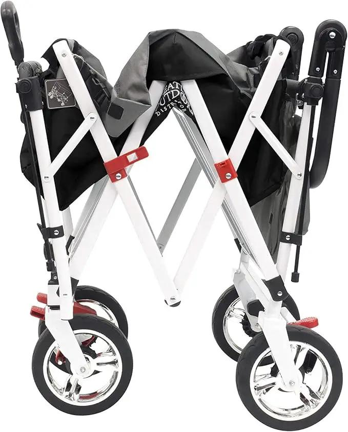 Creative Outdoor Push Pull Folding Wagon for Cargo | Beach Park Garden Sports & Camping | Black with Canopy by GreenHaven Gardens