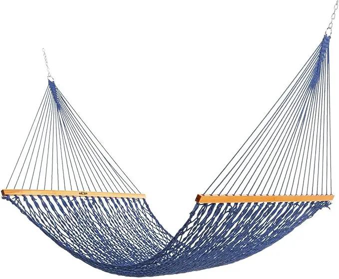 Original Pawleys Island Large Navy DURACORD Rope Hammock with Extension Chains & Tree Hooks, Handcrafted in The USA, 450 LB Weight Capacity, 13 ft. x 55 in. by GreenHaven Gardens