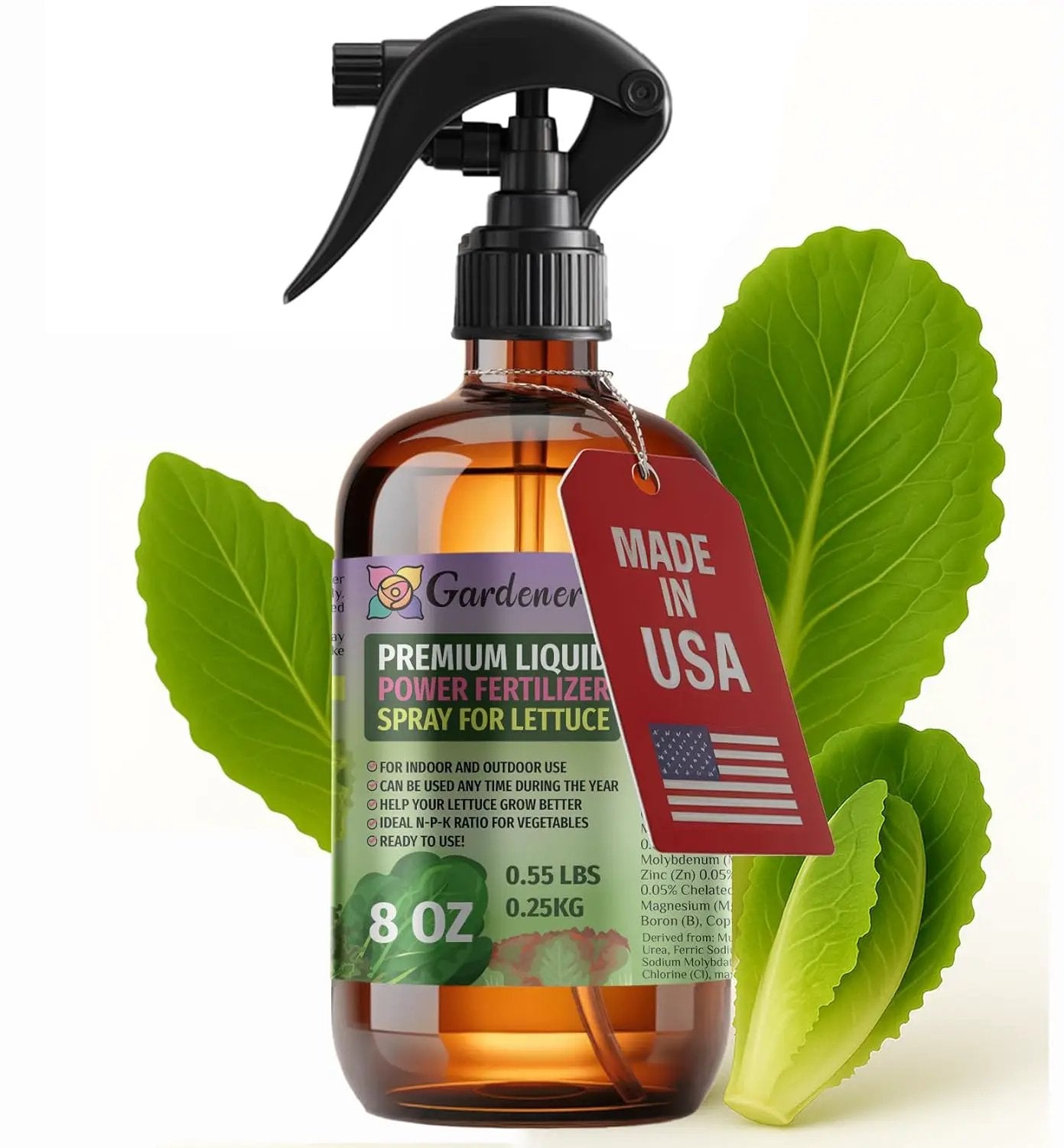 Liquid Power Lettuce Fertilizer Spray – Ready-to-Use Liquid Plant Food Mist for Lettuce – Premixed, Easy Application – Fast-Acting Formula for Growth, Roots & Yield – Indoor & Outdoor Use – 8 oz by GreenHaven Gardens