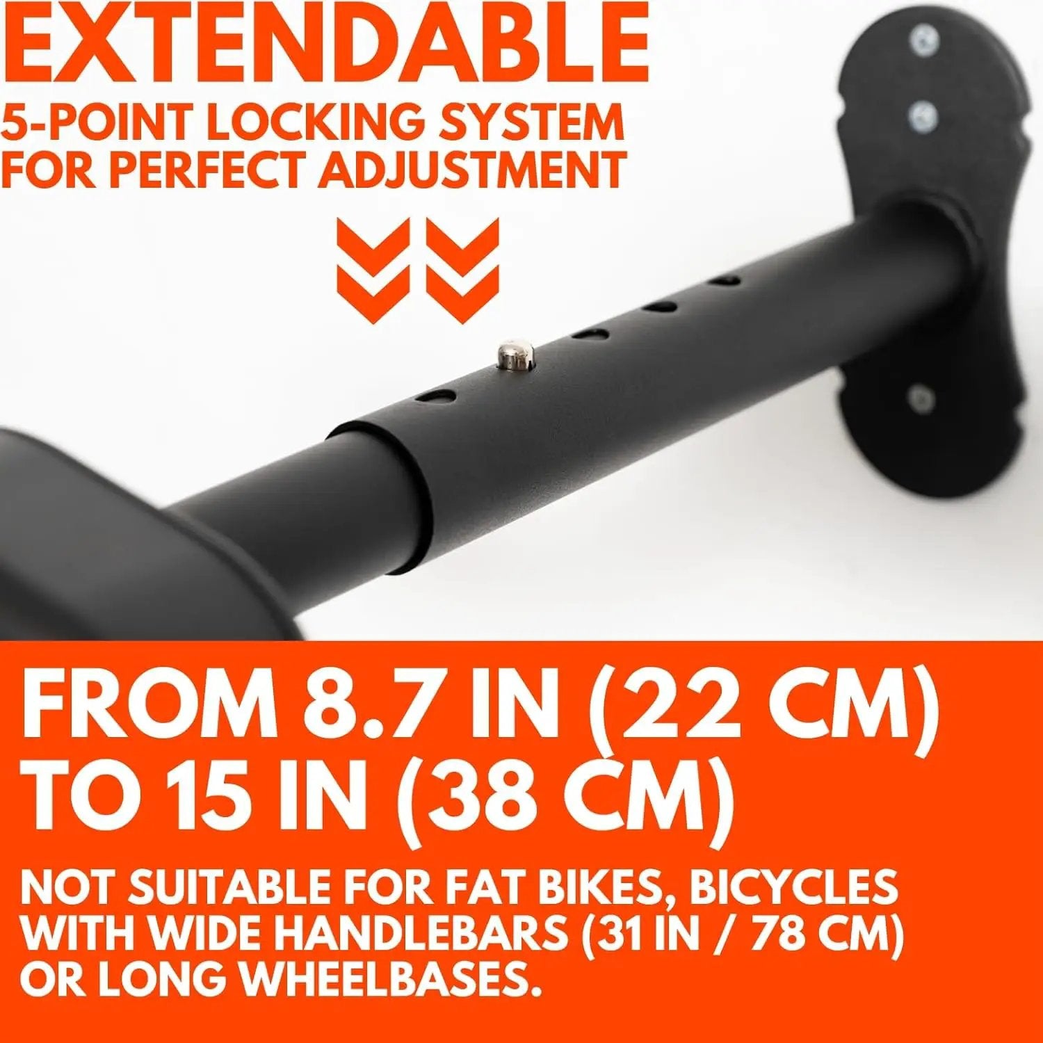 Bike Wall Mount - Horizontal Wall Hanger, Adjustable Design for Road, Mountain and Hybrid Bikes up to 48.5 lbs - Space-Saving Bike Rack for Garage or Apartment - Sturdy Indoor Bicycle Storage by GreenHaven Gardens