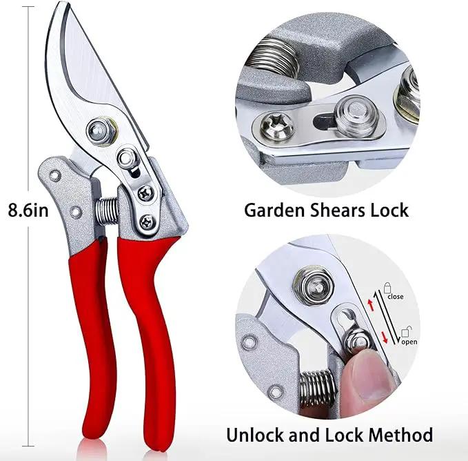 Kynup 2Packs Pruning Shears for Gardening, Garden Shears Scissors Heavy Duty, Bypass Pruner Hand Shears, Tree Trimmers Secateurs, Garden Clippers for Plants, Hedge Shears, Garden Tools (Red) by GreenHaven Gardens
