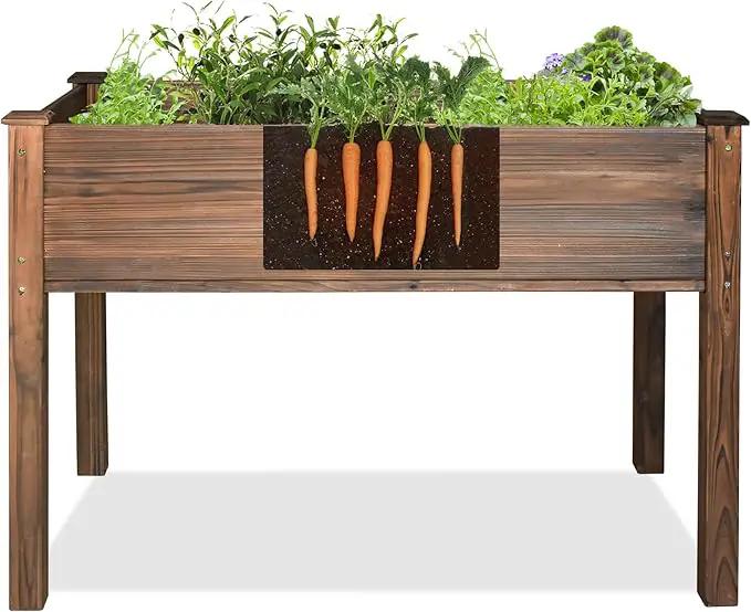 LZRS Raised Garden Bed Outdoor Planter Box with Legs for Herbs, Vegetables, Flowers, Great for Outdoor Patio, Yard and Deck, 220lb Capacity, Carbonized by GreenHaven Gardens