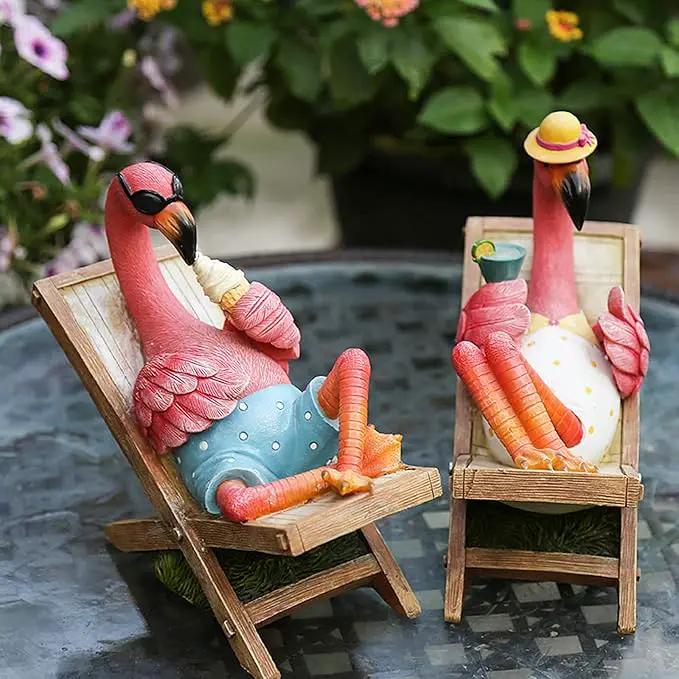 MUAMAX Pink Flamingo Garden Statues Flamingo Ornaments Small Flamingo Statue Summer Tropical Coastal Desk Decor Yard Art Ornament Housewarming Gifts Outdoor Patio Lawn Decorations by GreenHaven Gardens