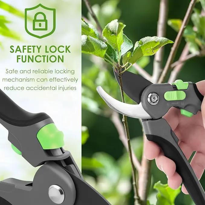 Pruning Shears for Gardening 8.6 inch Steel Garden Clippers with Safety Lock Handheld Gardening Shears Ergonomic Non Slip Plant Clippers Tools for Flowers Branches by GreenHaven Gardens