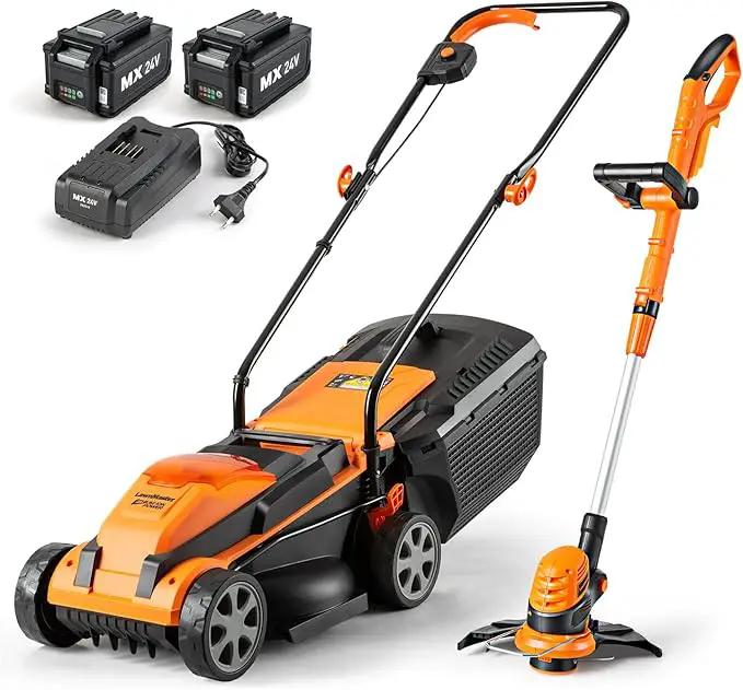 LawnMaster 20VMWGT 24V Max 13-inch Lawn Mower and Grass Trimmer 10-inch Combo with 2x4.0Ah Batteries and Charger by GreenHaven Gardens