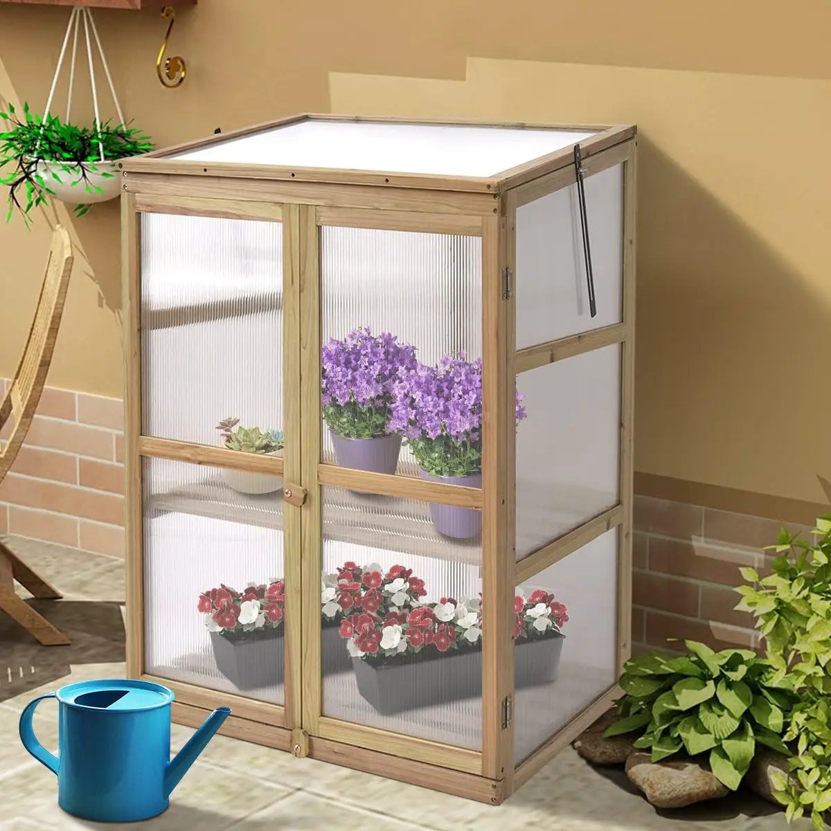 Giantex Garden Portable Wooden Cold Frame Greenhouse Raised Flower Planter Protection (30.0"X22.4"X42.9") by GreenHaven Gardens